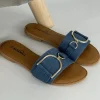 Slipper met gouden gesp dark denim ( 636-01 ) (K)(TKD) SALE