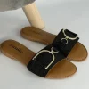 Slipper met gouden gesp zwart ( 636-01 ) (K) (TKD) SALE