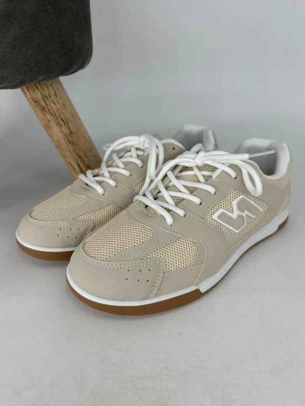 Sneaker met veter en mesh detail beige (B0-159)