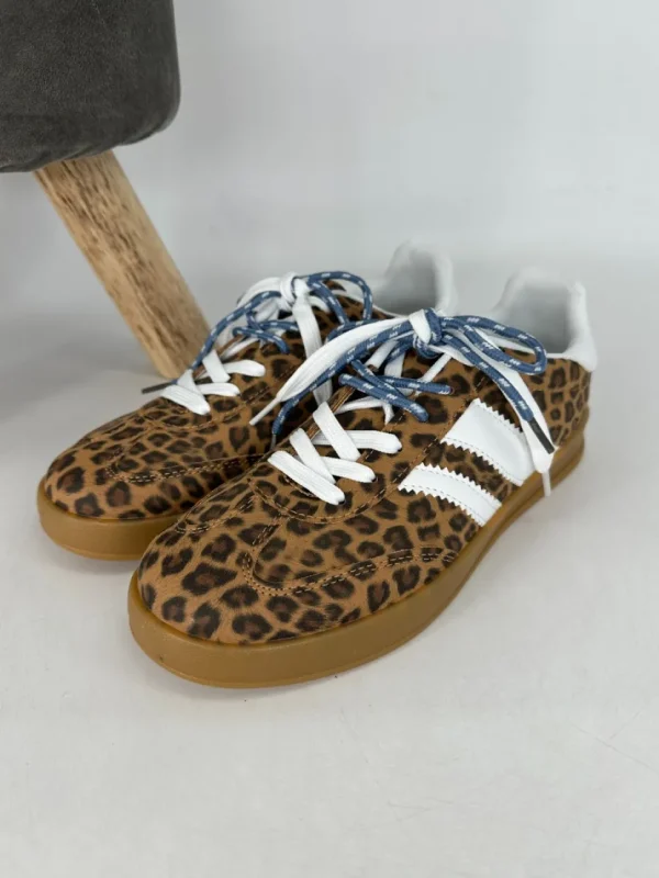 Sneaker met veters leopard (C3035)