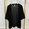 Soepel vallend glans vest met vleermuis mouw zwart