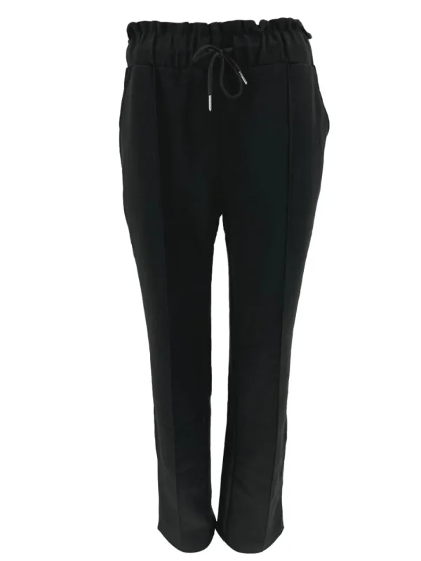 Soft broek met koord en naad aan de voorzijde zwart (HY388)