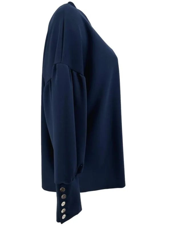 sweater met 5 knoopjes op de mouw donker blauw (GTS)