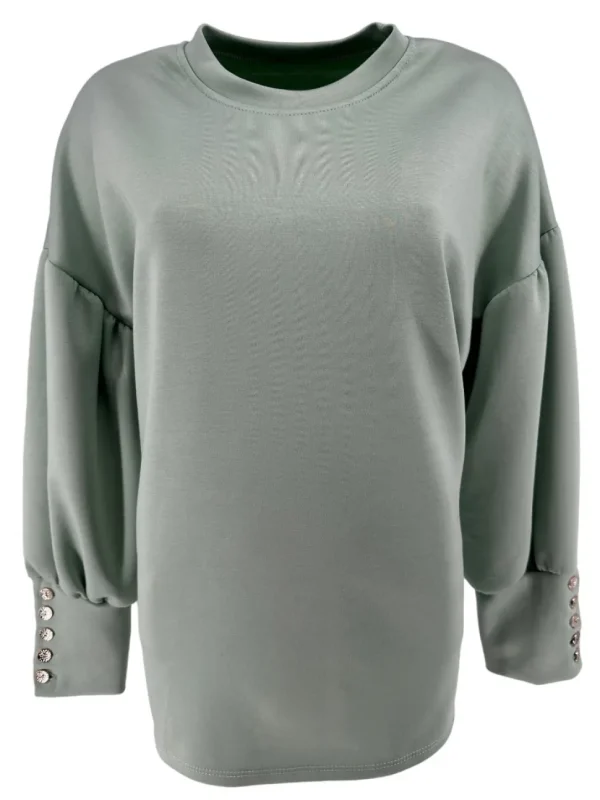 sweater met 5 knoopjes op de mouw licht groen (GTS)