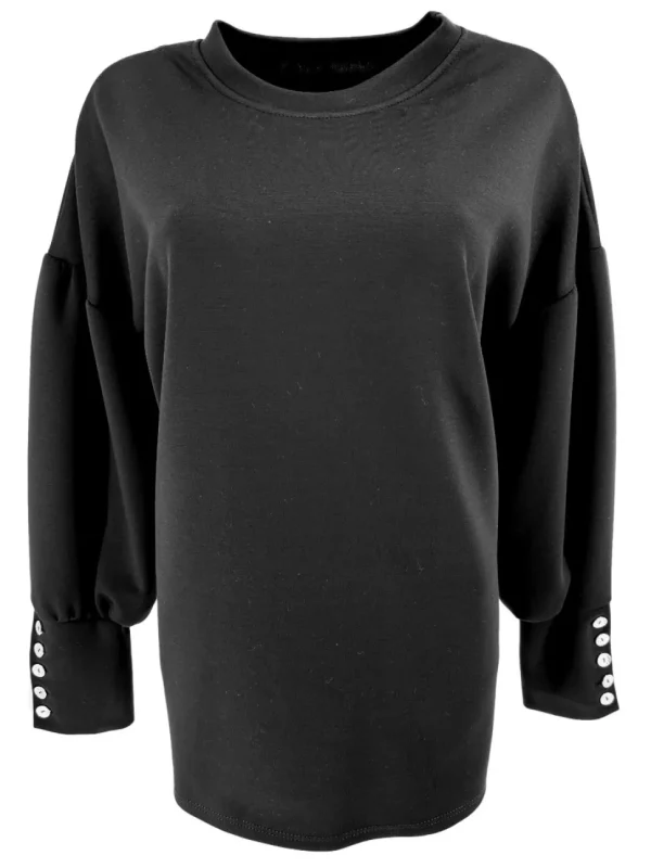sweater met 5 knoopjes op de mouw zwart (GTS)