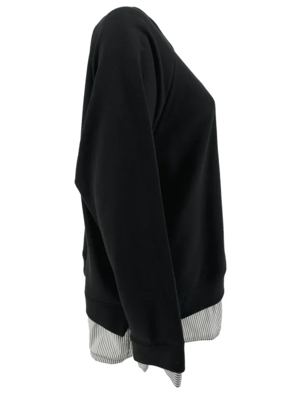 Sweater met gestreepte fake blouse zwart