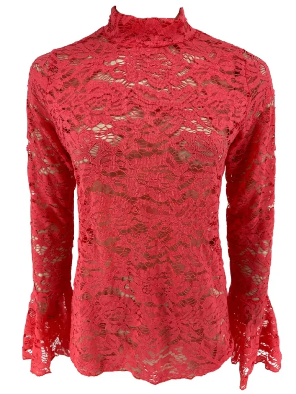 Top van kant met knopen op de rug en MATEN Rose koraal (SALE)