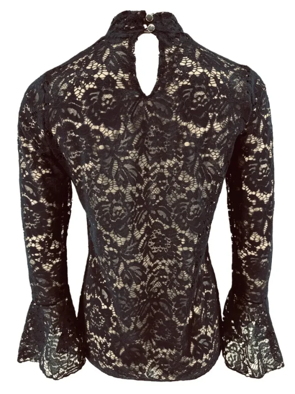 Top van kant met knopen op de rug en MATEN Rose zwart (SALE)