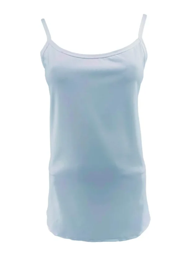 Top van travelstof met spaghetti bandjes blauw