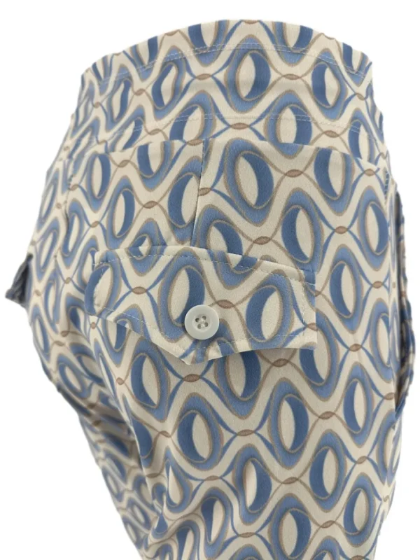 Travelstof broek met aansluitende broekspijp Bibi Ovals licht blauw