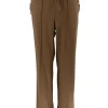 Travelstof broek met KNOPEN op de zak en naad Bibi bruin.(BFT) SALE