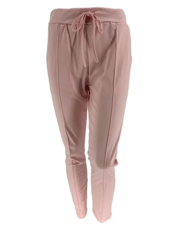Travelstof broek met naad aan de voorzijde Billie licht roze
