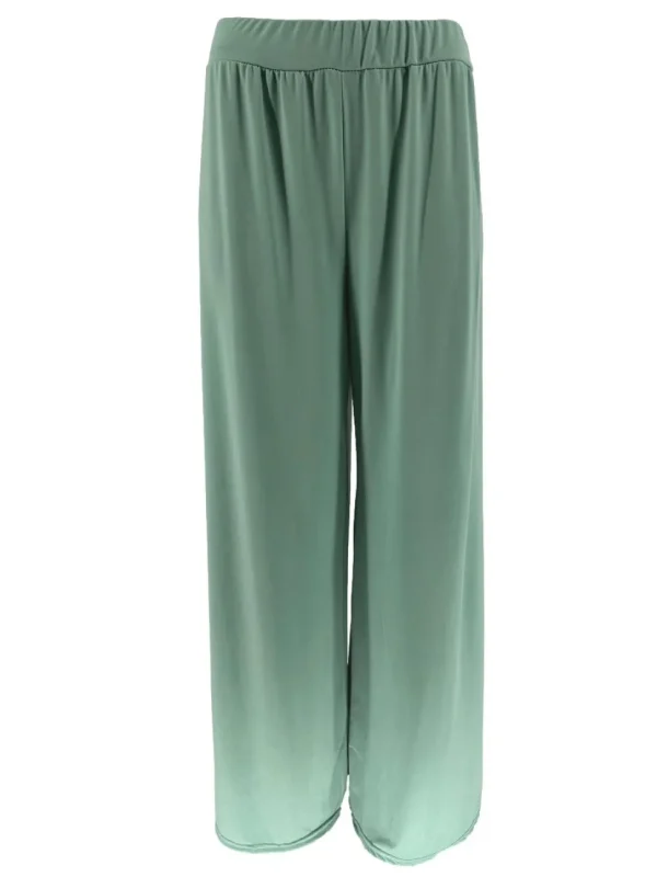 Travelstof broek met rechte broekspijp licht groen