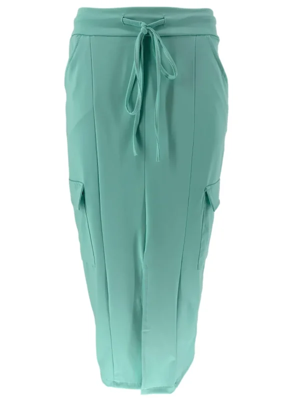 Travelstof rok met koord in de taille en zakjes mint (BFT) SALE.STD