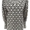 Travelstof shirt met v-hals en lange mouw Ovals zwart