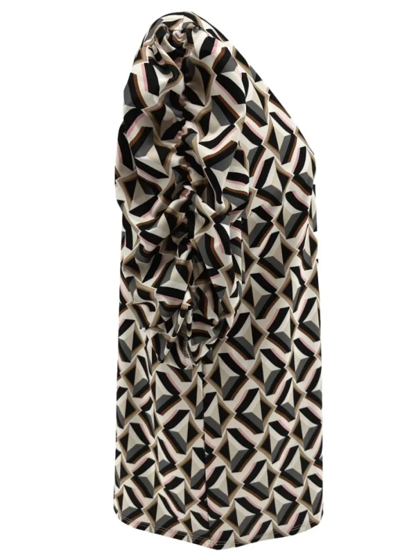 Travelstof shirt met v-hals en korte mouw Hopje zwart