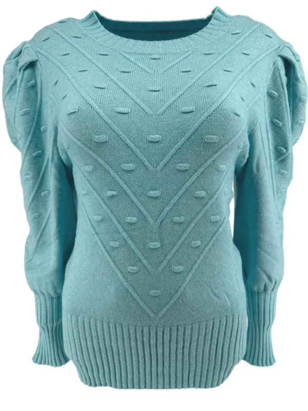 Trui met bolletjes reliëf Patricia turquoise (TUS)
