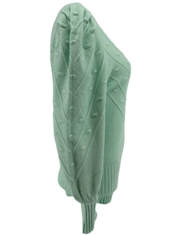 Trui met bolletjes reliëf Patricia licht groen (TUS)