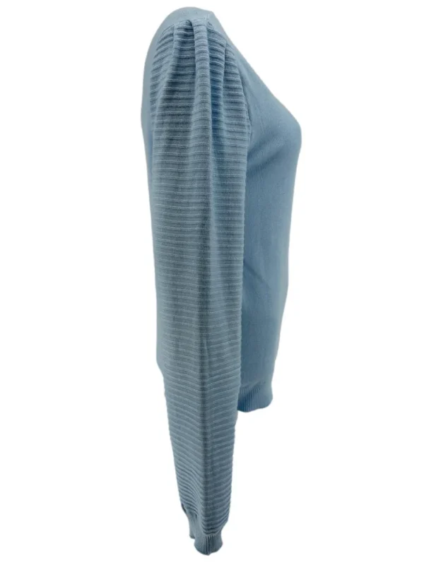 Trui met geribbelde lange mouw Mies licht blauw (TUS)