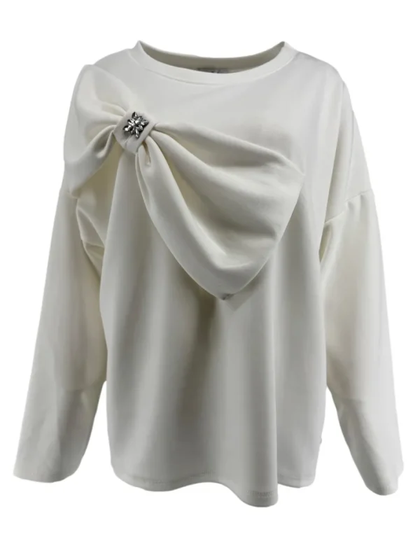 Trui met grote strik en strass Siwa off-white (gts)