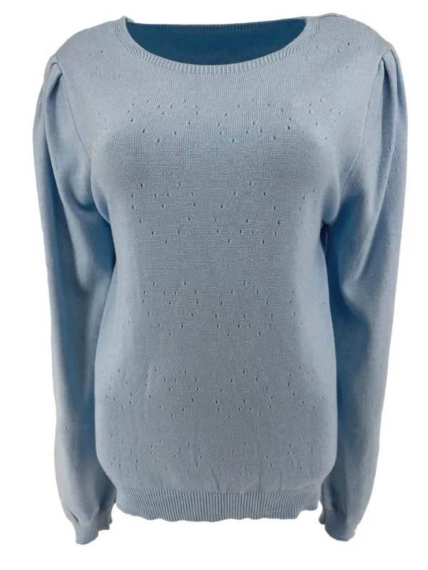 Trui met lange mouw en hartjes patroon Valentijn licht blauw (TUS)