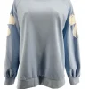 Trui met mesh flower op de mouw blauw (SW)
