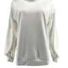 Trui met mesh flower op de mouw off-white (SW)