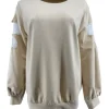 Trui met mesh flower op de mouw beige (SW)