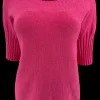 Trui met rib aan de hals en mouw Toet fuchsia