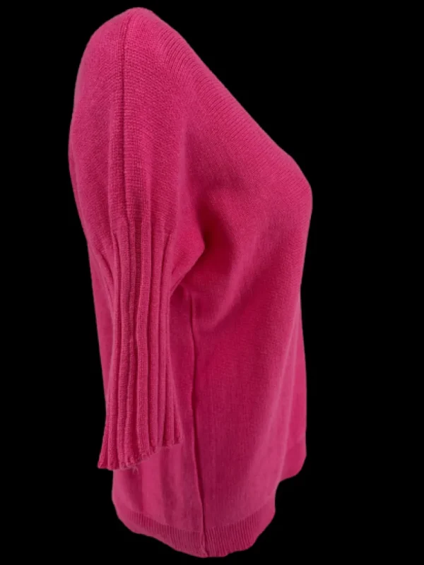 Trui met rib aan de hals en mouw Toet fuchsia
