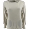 Trui met sparkle col en glitter zakken creme (DA770)