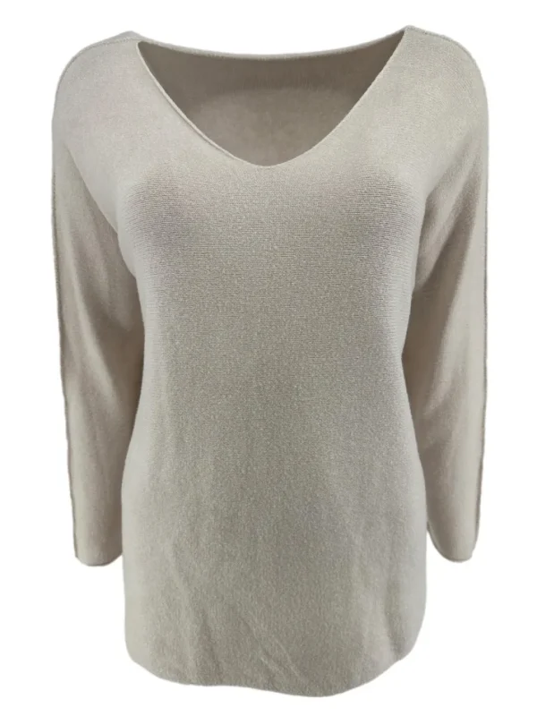 Trui met V-hals en lange mouw Karen beige