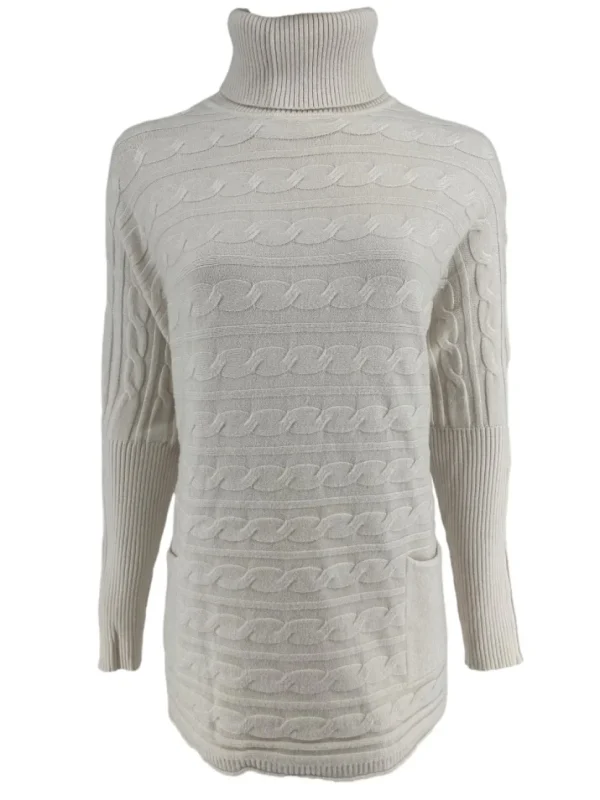 Trui met vleermuis mouw en col met vlecht detail creme (X5218)