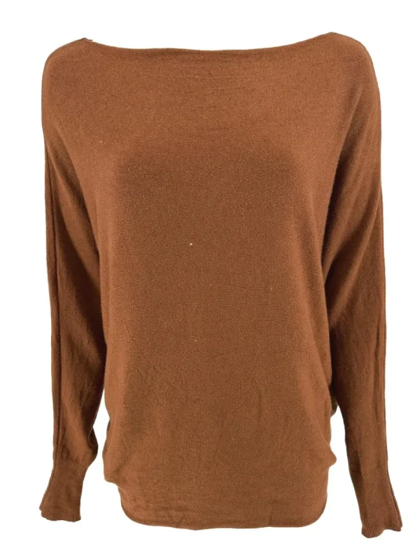 Trui met vleermuismouw en boothals Viki Vikas choco