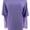 T-Shirt met kanten mouw Pien lila