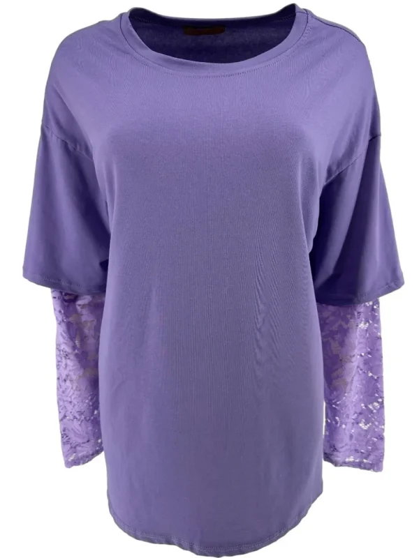 T-Shirt met kanten mouw Pien lila