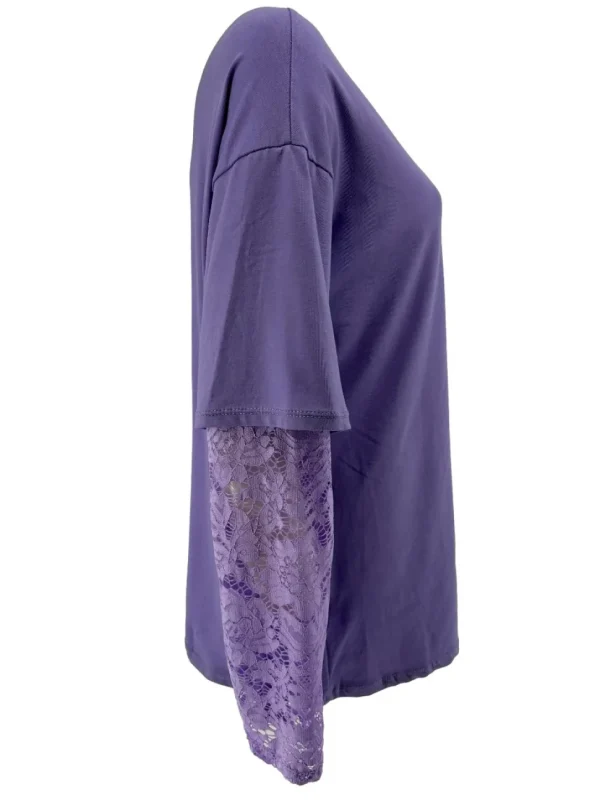 T-Shirt met kanten mouw Pien lila