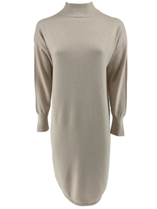 Turtleneck jurk/tuniek met lange mouw beige (6212)JMK
