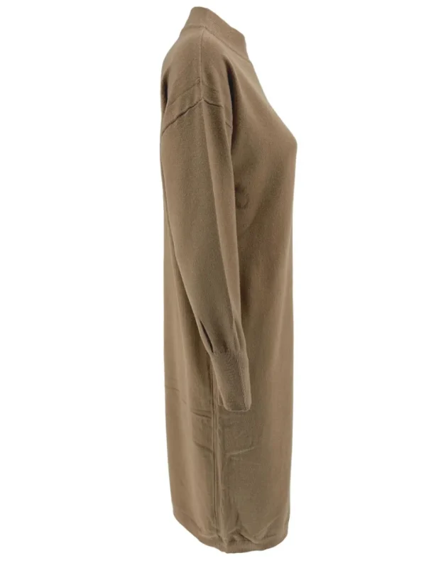 Turtleneck jurk/tuniek met lange mouw camel (6212).JMK