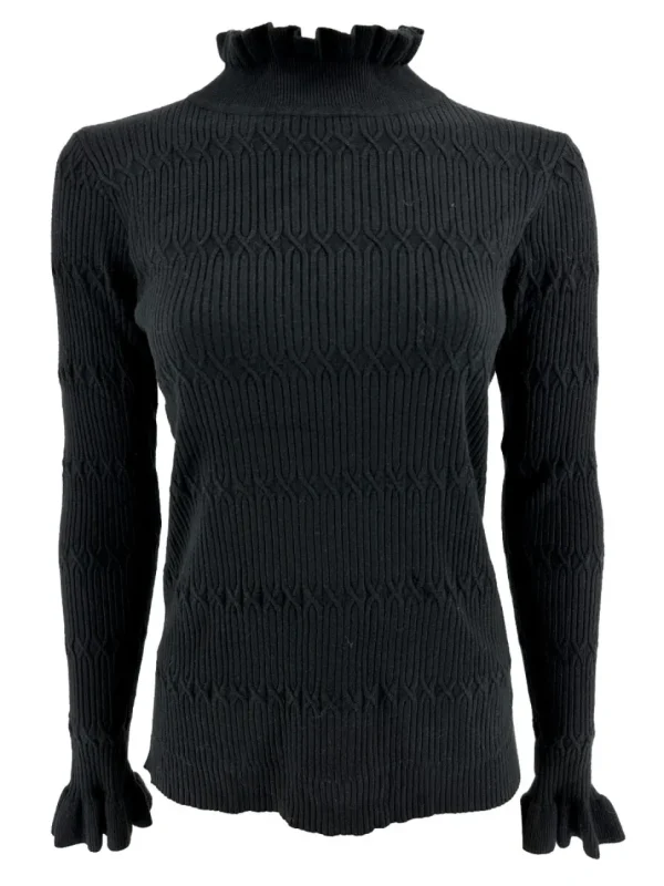 Turtleneck trui met froezel aan de hals Froetie GOTIEK zwart