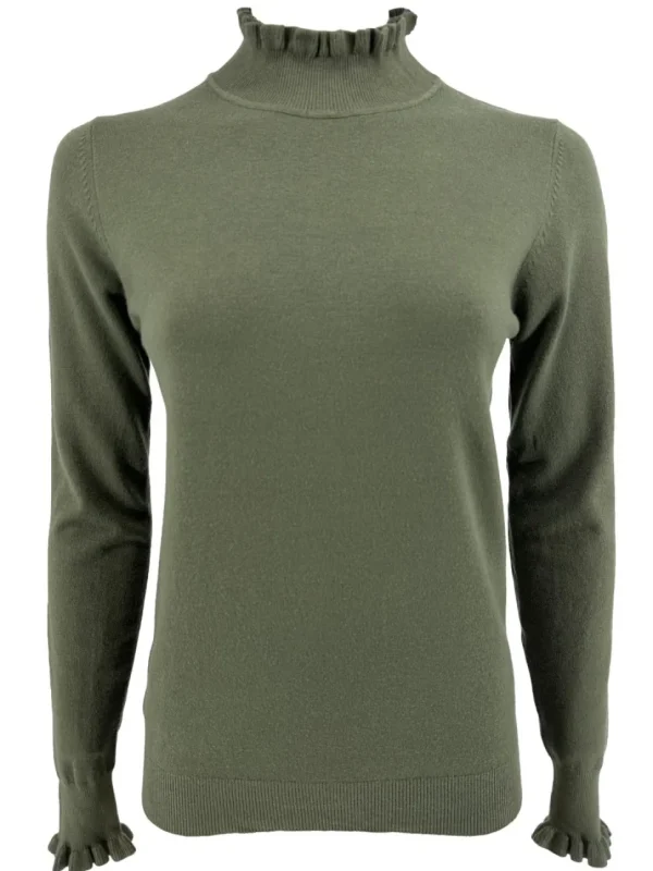Turtleneck trui met froezel aan de hals en mouw Froetie army