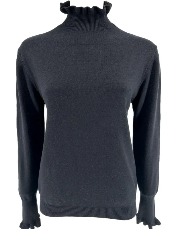 Turtleneck trui met froezels Viola zwart (TUS)