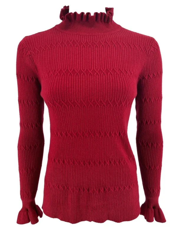 Turtleneck trui met froezel aan de hals Froetie GOTIEK bordeaux