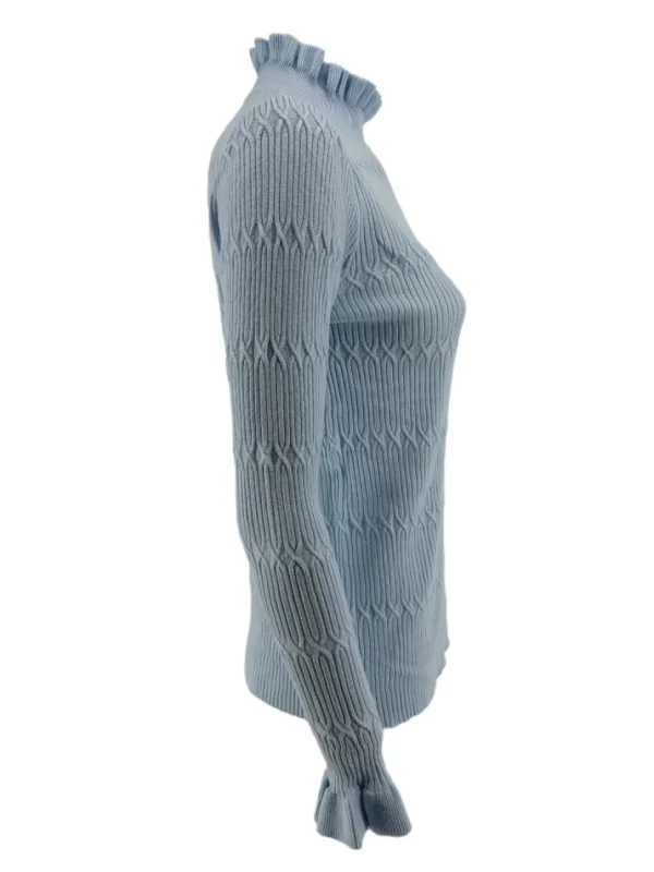Turtleneck trui met froezel aan de hals Froetie GOTIEK licht blauw