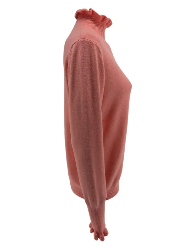 Turtleneck trui met froezels Viola koraal (TUS)