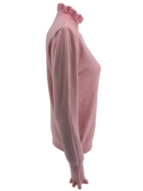 Turtleneck trui met froezels Viola licht roze (TUS)