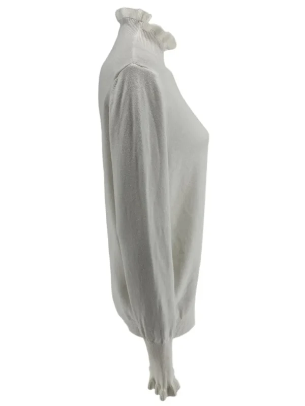 Turtleneck trui met froezels Viola off-white (TUS)