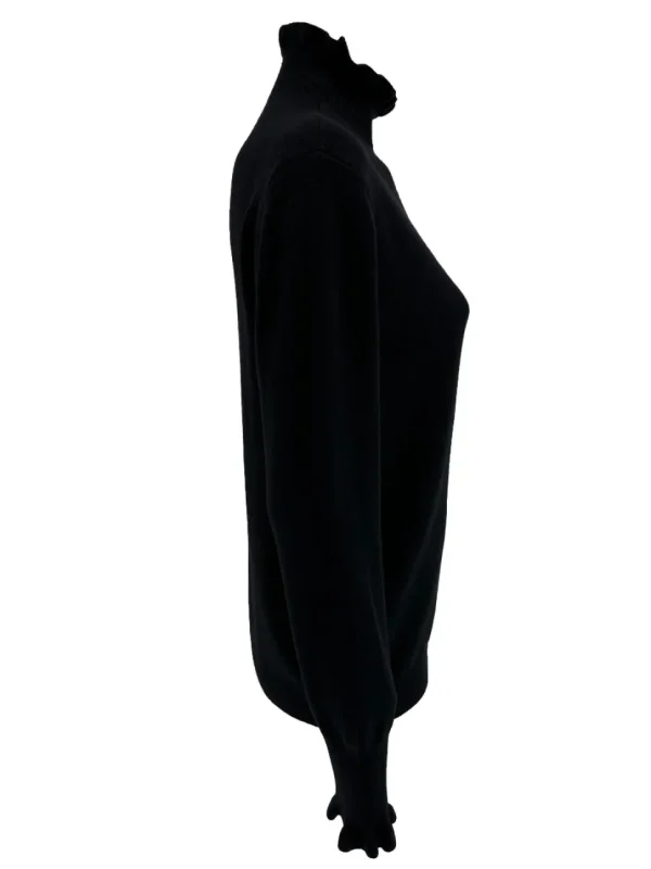 Turtleneck trui met froezels Viola zwart (TUS)