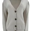 Vest met lange mouw en rib detail Mila beige
