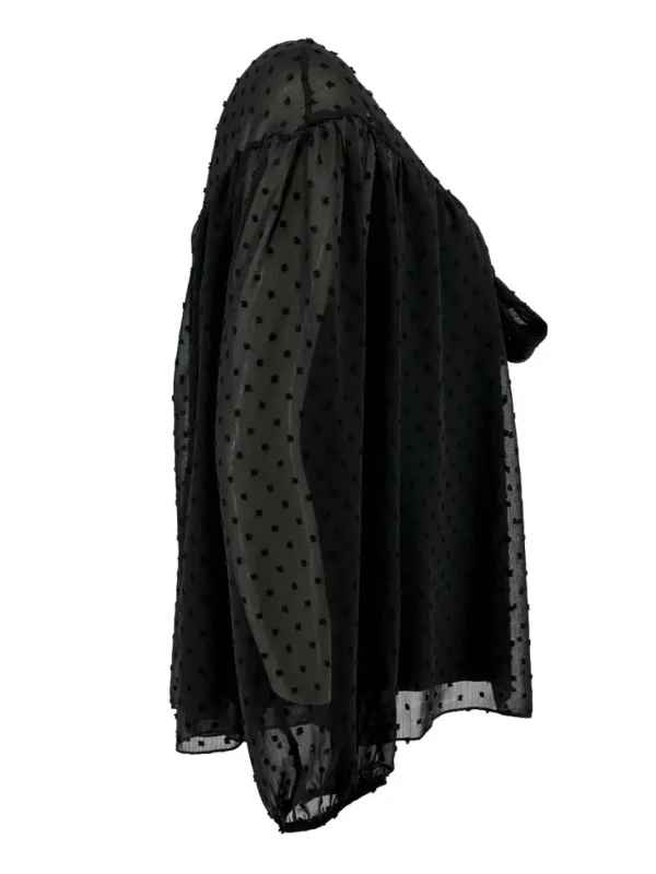 Voile blouse met strik Dotty zwart SALE